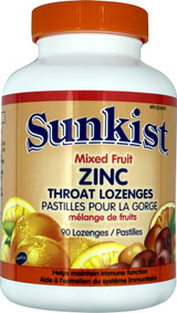 Sunkist Mixed Fruit Zinc Throat Lozenges 90s