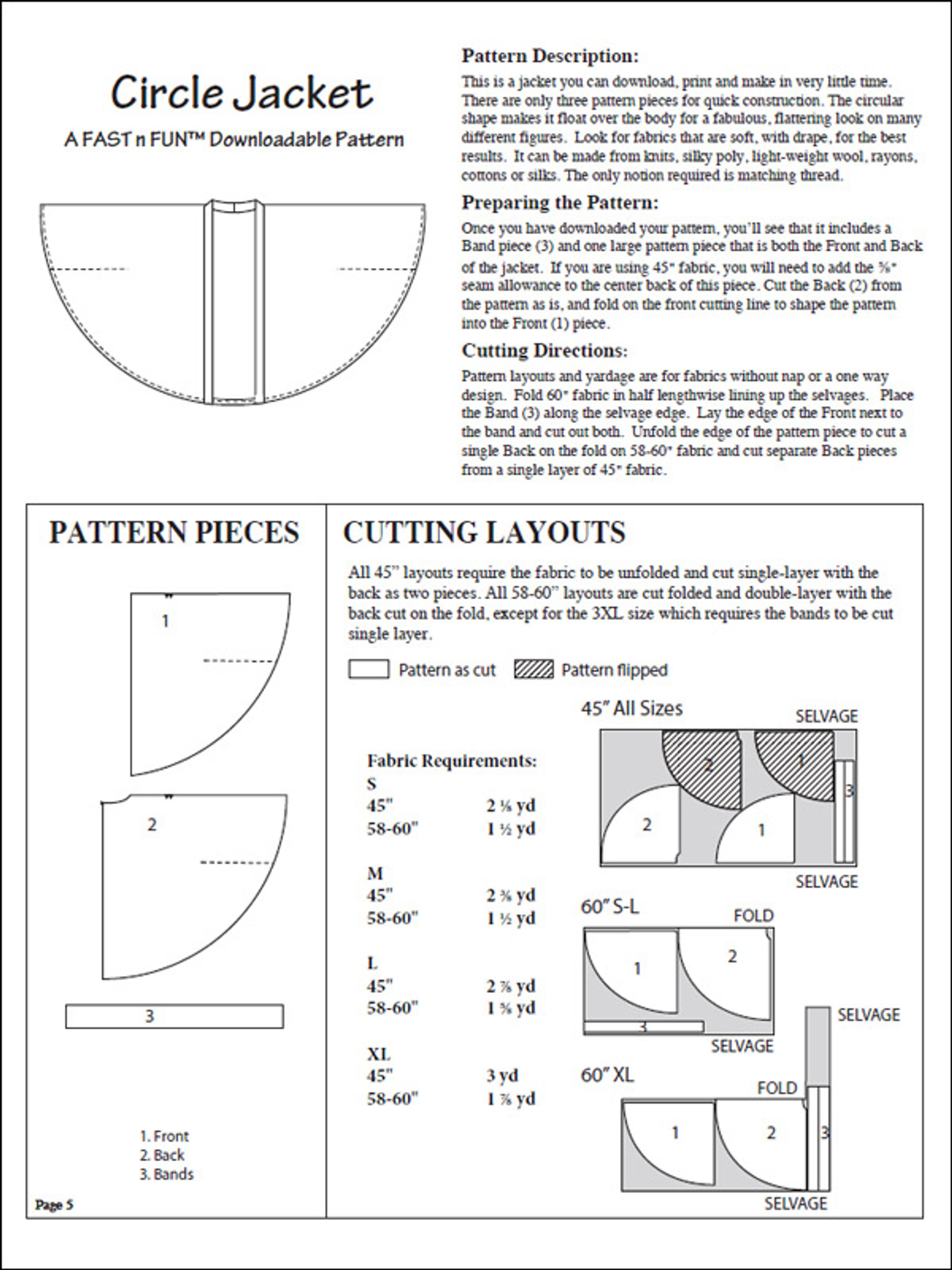 CIRCLE JACKET - Paper Pattern - Saf-T-Pockets
