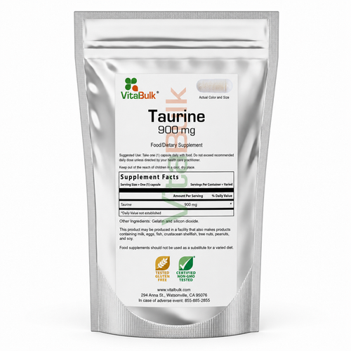 Taurine 900 mg Capsule - 100 Count Bag