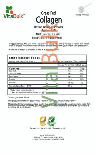 Collagen Types I & III - Grass Fed Bovine