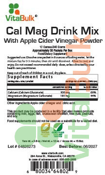 This Cal Mag drink kit is a powdered mix with Calcium, Magnesium and Apple Cider Vinegar Powder