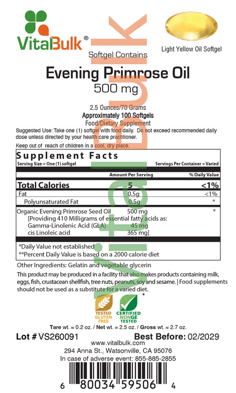 Evening Primrose Oil 500 mg Softgel