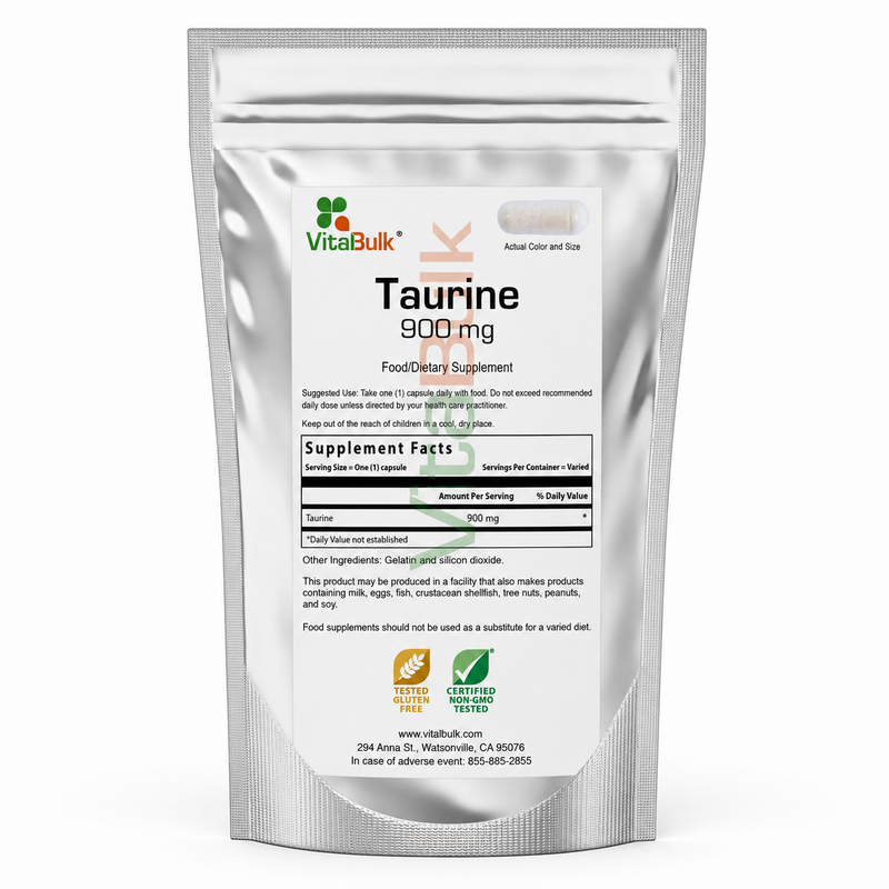 Taurine 900 mg Capsule - 100 Count Bag
