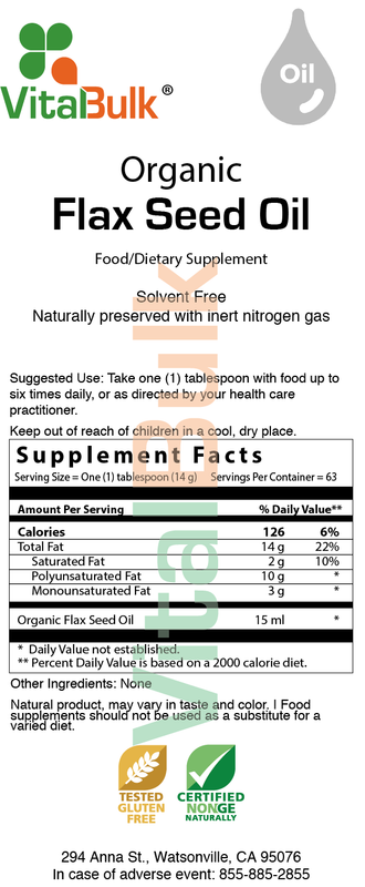 Organic Flax Seed Oil - 32 oz. Bottle