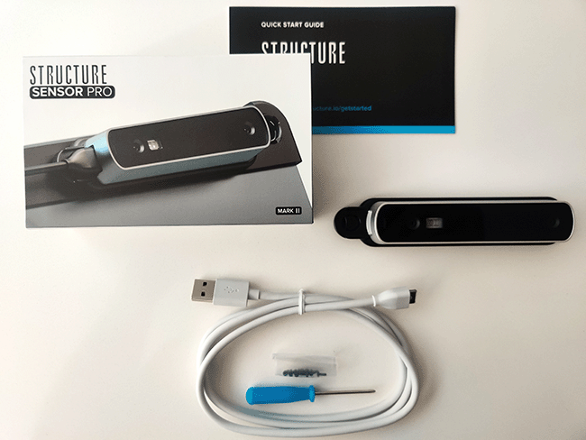contents of Structure Sensor Pro box
