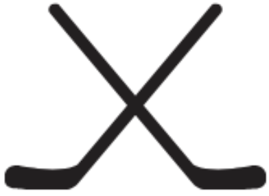 two hockey sticks crossed line drawing