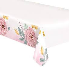 Painted Floral Plastic Table Cover - 54 in x 84 in