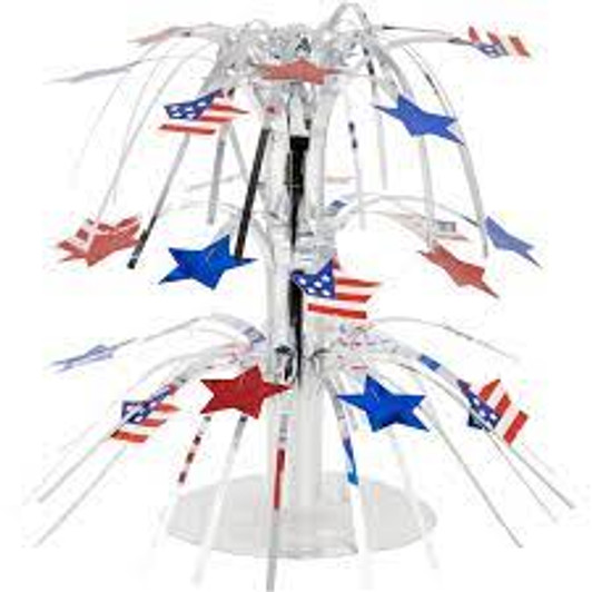 Stars Mini Cascade w/ Red, Blue, and Printed Flag - 8.5 in