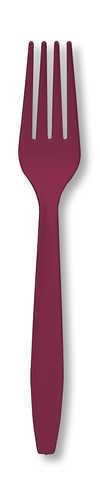 Burgundy Plastic Forks - 24 ct