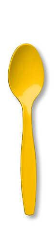 School Bus Yellow Plastic Spoons - 24 ct