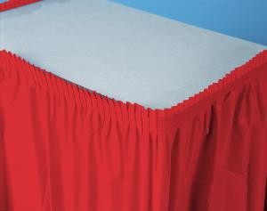 Classic Red Plastic Table Skirt - 14 feet
