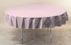 Classic Pink Octy-Round Plastic Table Cover - 82 in