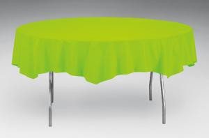 Fresh Lime Octy-Round Plastic Table Cover - 82 in