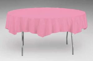 Candy Pink Octy-Round Plastic Table Cover - 82 in