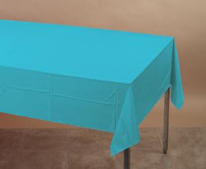 Bermuda Blue Paper Table Cover - 54 in x 108 in