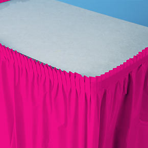 Hot Magenta Plastic Table Skirt