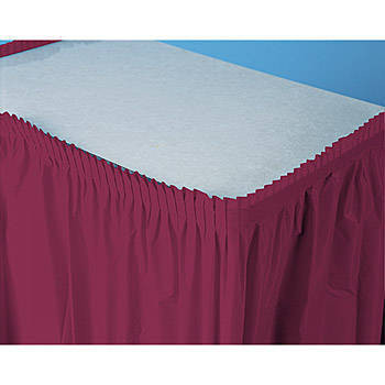 Burgundy Plastic Table Skirt - 14 ft
