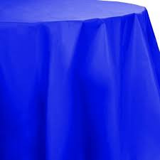 Cobalt Octy-Round Plastic Table Cover - 82 in
