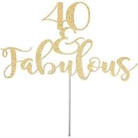 Age 40 Gold Diamond Cake Topper