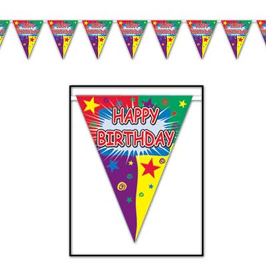 Happy Birthday Pennant Banner - 12 ft Happy Birthday Pennant Banner - 12 ft