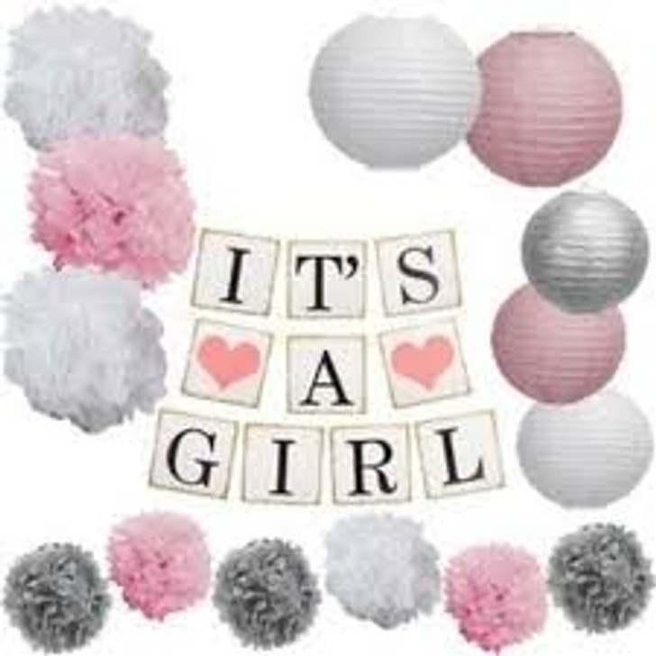 It's A Girl Garland Kit - 15 pieces