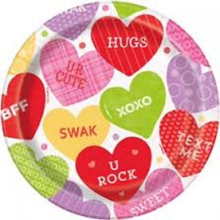 Candy Valentine 7 in Paper Plates - 8 ct