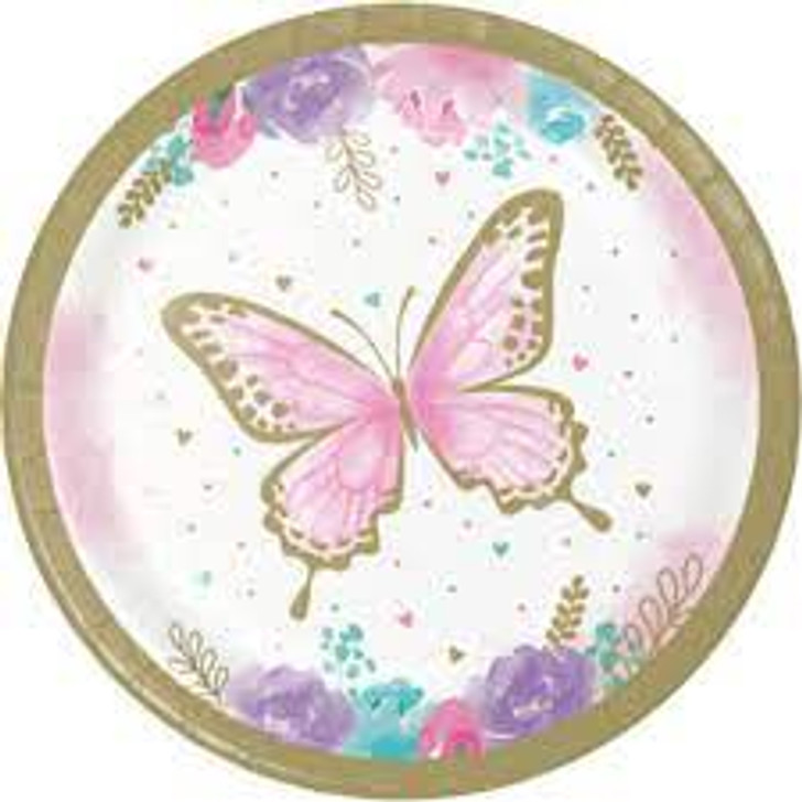 Butterfly Shimmer 7 in Paper Plates - 8 ct