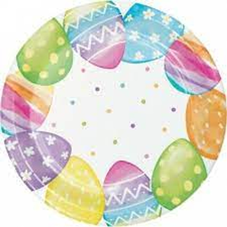 Watercolor Easter Eggs 9 in Paper Plates - 8 ct
