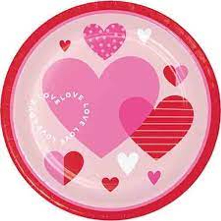 Valentines Textures 9 inch Paper Plates - 8 ct