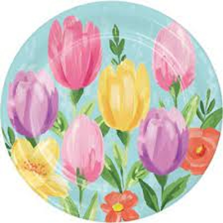 Tulip Blooms 7 inch Paper Plates - 8 ct