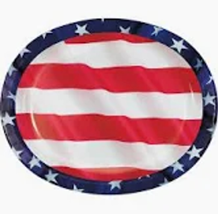 Stars and Stripes 10 inch Oval Paper Plates - 8 ct