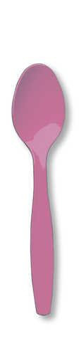 Candy Pink Heavy Duty Plastic Spoons - 24 ct