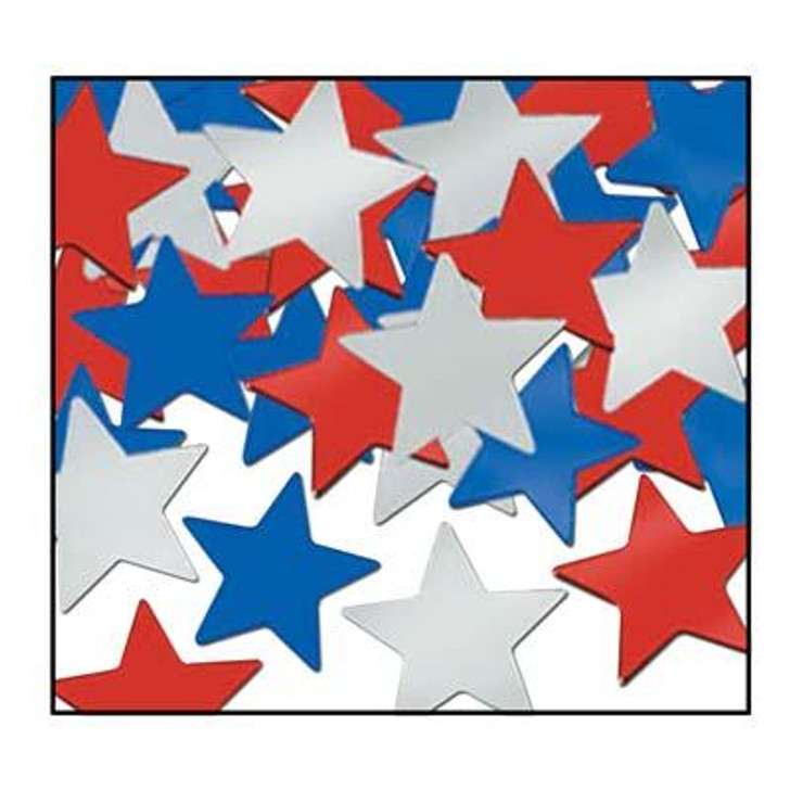 Patriotic Red, Silver, and Blue Star Confetti