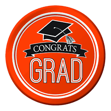 Graduation School Spirit Orange 7" Plates - 18 ct
