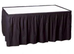 Black Velvet Plastic Table Skirt - 14 feet