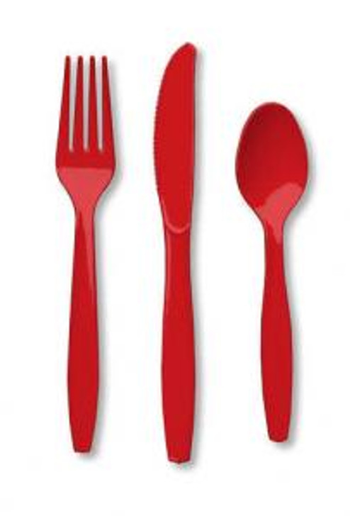 Classic Red Assorted Plastic Cutlery Case