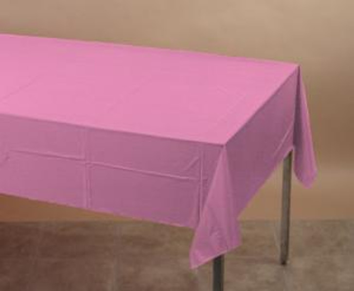 Candy Pink Plastic Table Cover - 54 in x 108 in