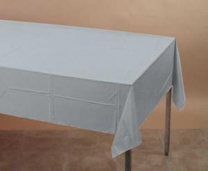 Shimmering Silver Plastic Table Cover Case 12ct