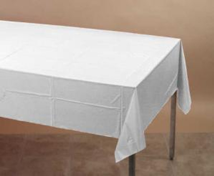 White Plastic Table Cover Case - 24 ct