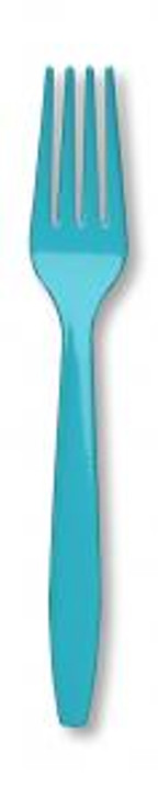 Turquoise Plastic Forks - 24 ct