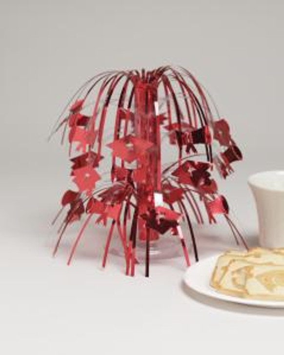 Red Mini Cascade Graduation  Centerpiece - 8.5 in