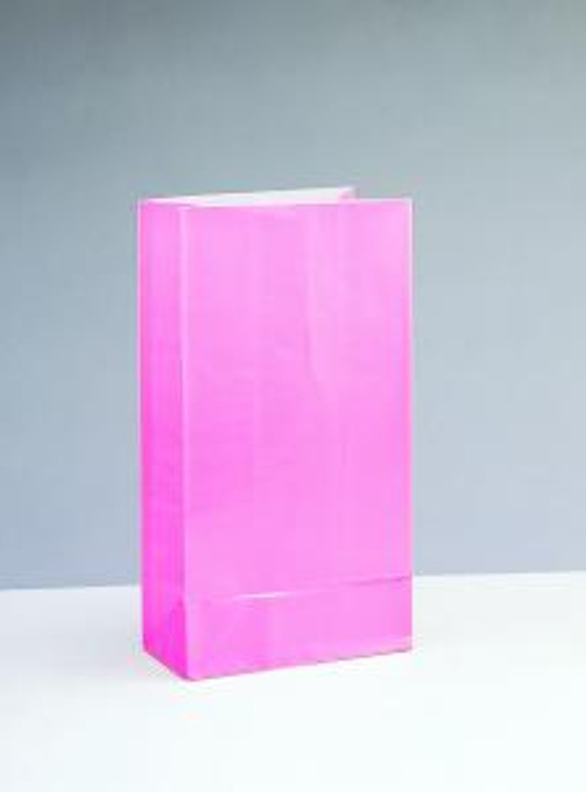 12 Count Solid Paper Party Bags - Pastel Pink