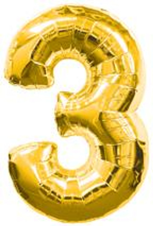 #3 Gold Number Foil Balloon