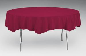 Burgundy Octy-Round Plastic Table Cover - 82 in