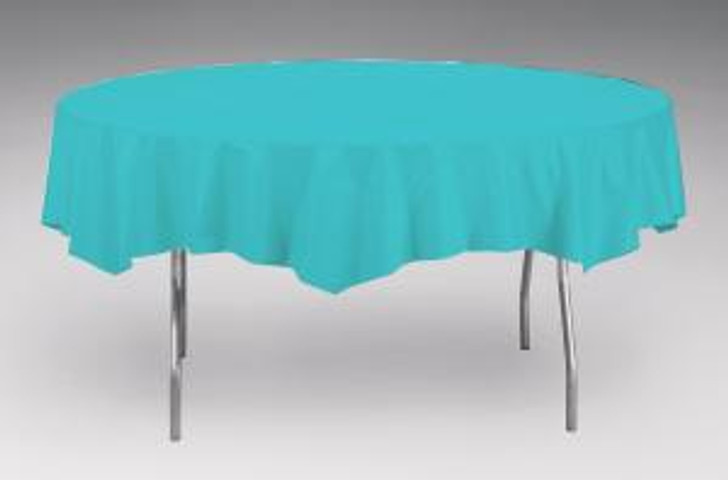 Bermuda Blue Octy-Round Plastic Table Cover - 82 in