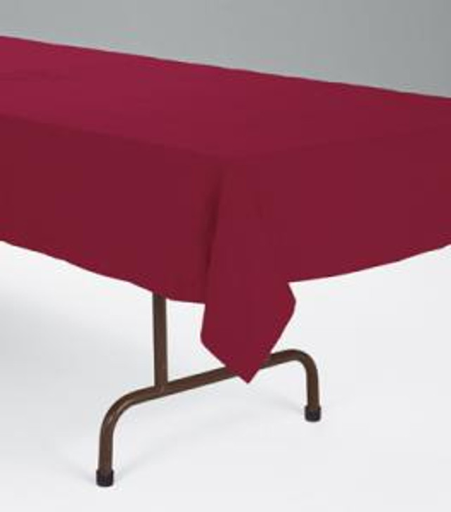 Burgundy Plastic Table Cover - 54 in x 108 in