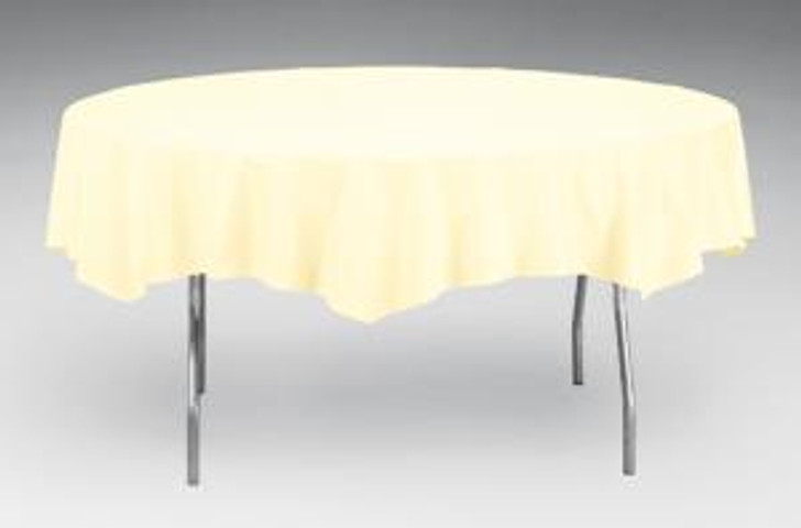 Ivory Octy-Round Plastic Table Cover - 82 in