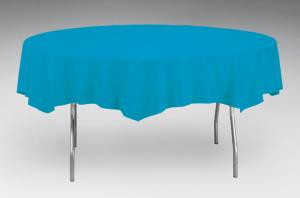 Turquoise Octy-Round Plastic Table Cover - 82 in