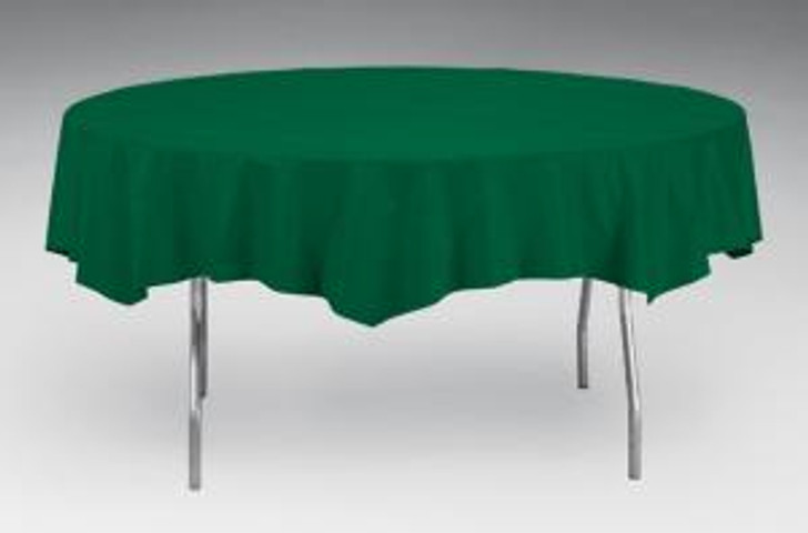 Hunter Green Octy-Round Plastic Table Cover - 82 in