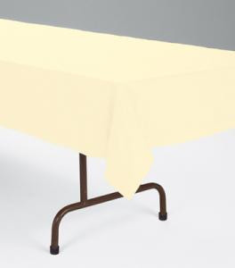 Ivory Plastic Table Cover 54 in x 108 in Party Warehouse